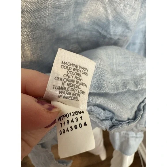 J Jill Linen 2X Top Women Button Down Boho Beach Classic - Picture 4 of 9